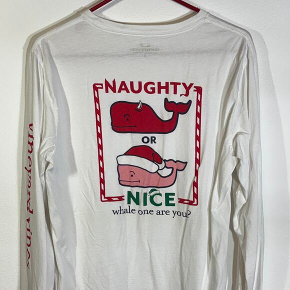 Vineyard Vines Shirt Mens Small Holiday Christmas Naughty Or Nice Long Sleeves - Picture 1 of 5